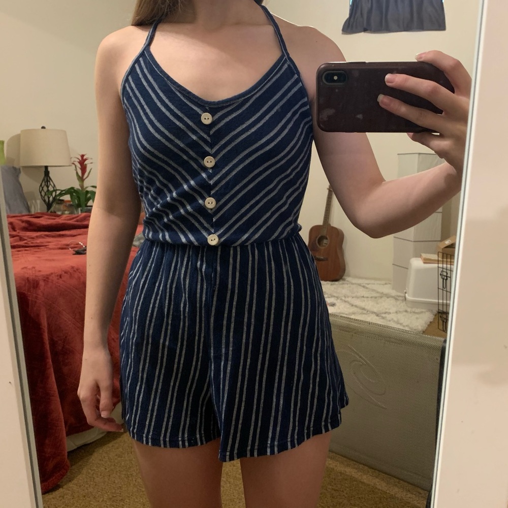 Striped Navy Romper